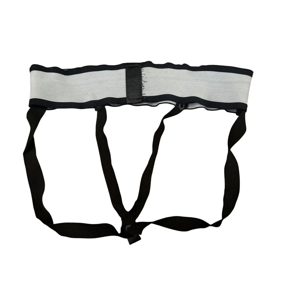 Maskulo Mens Logo Elastic Jockstrap Harness White Black Snap‎ Button Underwear